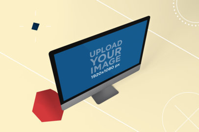 Mockup of an iMac Pro Standing Against a Plain Backdrop