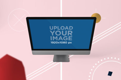 iMac Pro Mockup Featuring a Customizable Abstract Background 