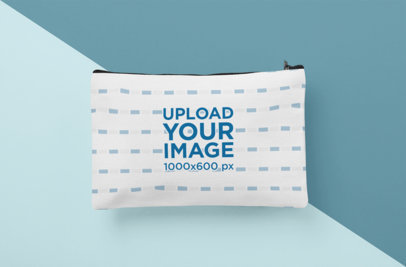 Mockup of a Sublimated Pouch Placed over a Bicolored Surface 29977