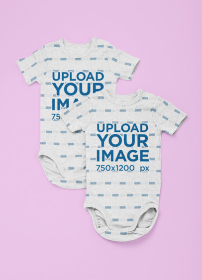 Mockup of Two Heathered Short-Sleeve Onesies 