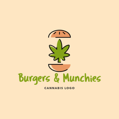 Fast Food Restaurant Logo Maker with a Marijuana Leaf Between Two Burger Breads