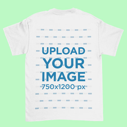 Mockup Featuring the Back of a T-Shirt Lying over a Plain Backdrop 