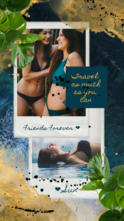 Modern Instagram Story Maker Featuring Instant Picture Frames and Travel Quotes 