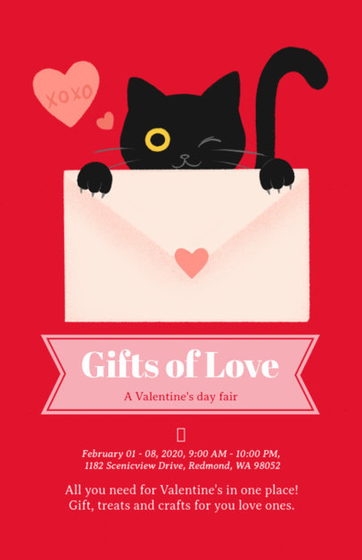 Flyer Maker for a Valentine's Fair with a Cat Clipart