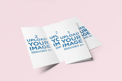Mockup of a Folded Trifold Brochure over an Extended One 264-el