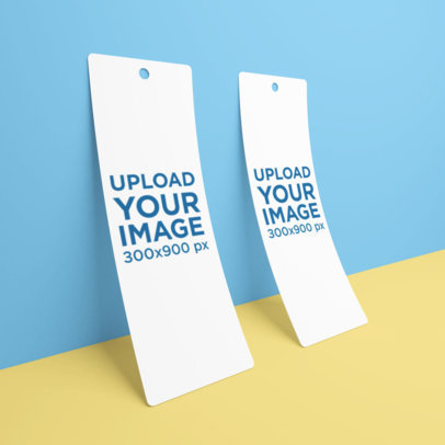 Mockup Featuring Two Bookmarks and a Two-Color Background