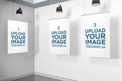 Mockup of Three Posters Inside a Minimalistic Scenario