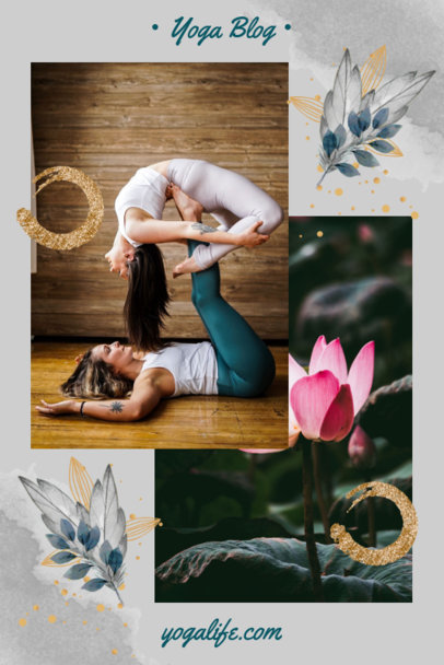 Yoga-Themed Pinterest Pin Template with a Scrapbook Style 1901i-1977