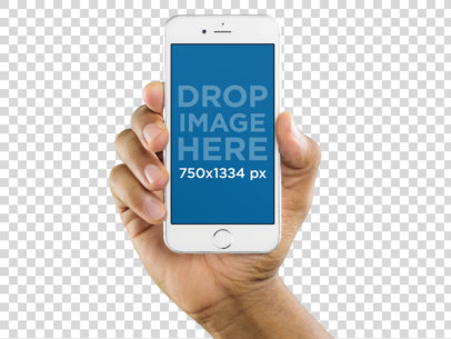 iPhone 6s Mockup Template of a Black Man Holding iPhone