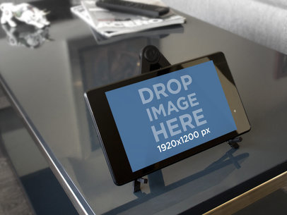 Nexus 7 Mockup Placed on a Glass Table