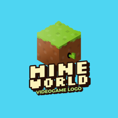 Gaming Logo Template Featuring Minecraft-Inspired 8bit Graphics