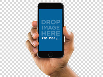 iPhone Mockup of a Black Man Holding an iPhone 7