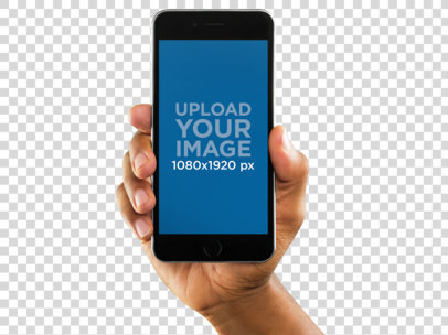Mockup of a Man Holding iPhone 6 Plus in Portrait Position