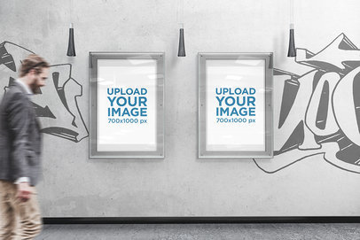 Mockup of Two Posters Placed in an Urban Scenario