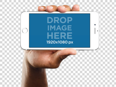 Mockup Featuring a Man Holding iPhone 6 Plus in Landscape Position