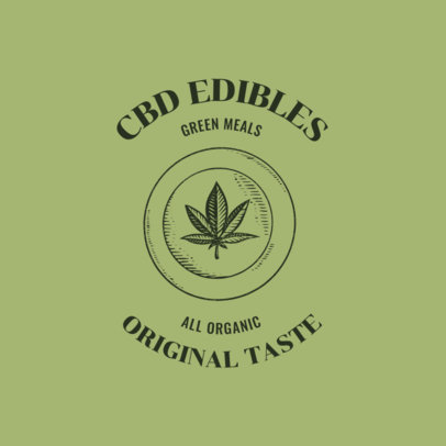 CBD Edibles Logo Maker Featuring a Marijuana Leaf Graphic