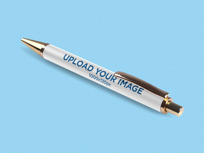 Mockup Featuring a Pen Lying Diagonally on a Solid Color Surface 1001-el