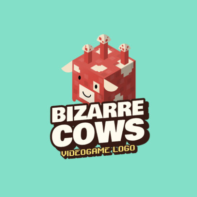 Minecraft-Styled Gaming Logo Generator Featuring a Bizarre Cow Graphic 2667j