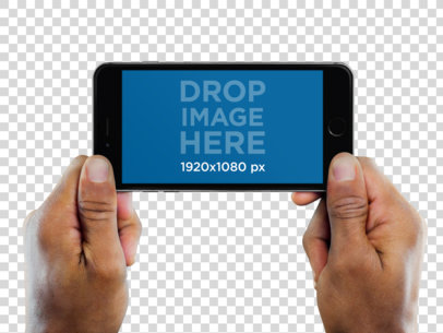 Mockup of a Man Holding iPhone 6 Plus With Both Hands