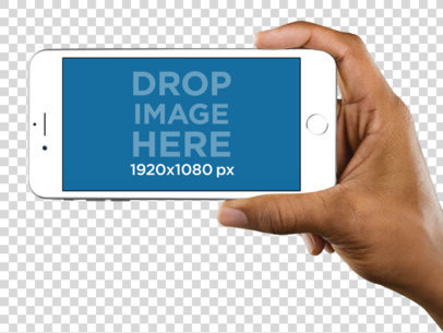 iPhone Mockup of a White iPhone 6 Plus in Landscape Mode