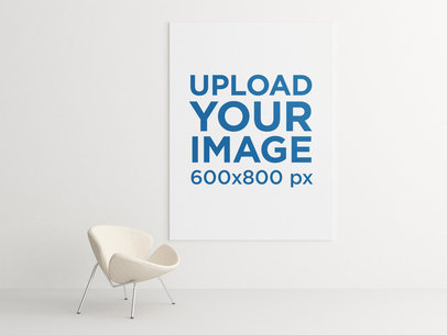 Minimal Mockup of an Art Print Hanging in a Contemporary-Styled Room 