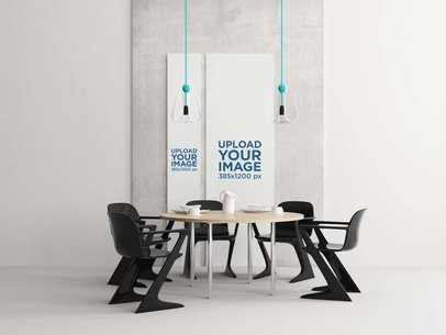 Mockup of an Art Print on The Wall of a Modern Dining Room