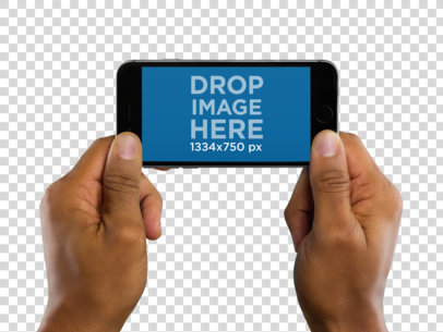 Man Holding iPhone 6 Mockup With Both Hands