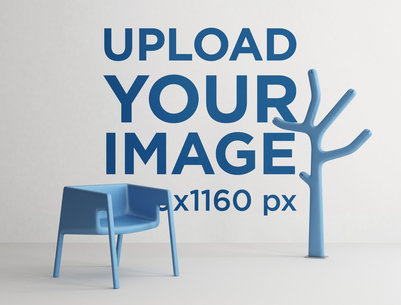 Art Print Mockup Featuring Blue-Colored Decorative Items 841-el