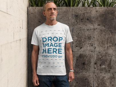 Elder Man Standing in an Urban Space T-Shirt Mockup