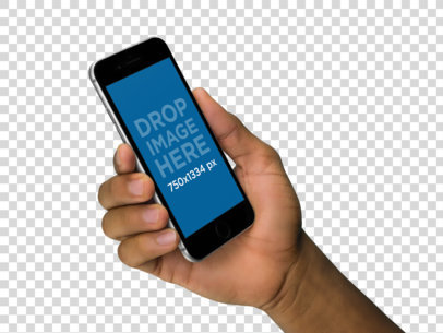 Mockup Of a Man Holding an iPhone 6 in an Angled Position