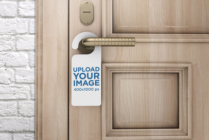 Door Hanger Mockup Featuring a Closed Door
