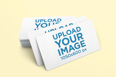Mockup of a Pile of Business Cards with Rounded Corners