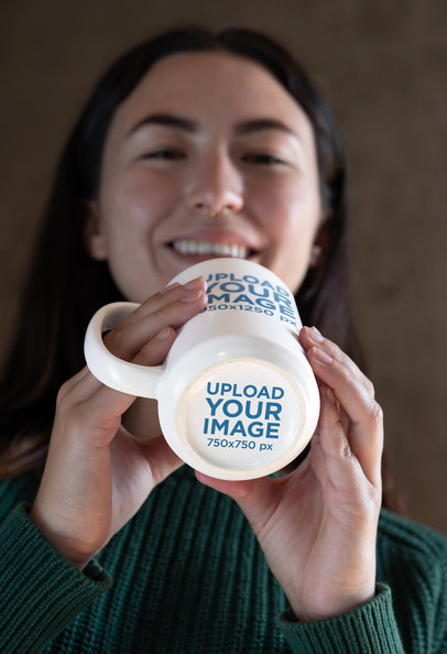 15 oz Hidden Message Mug Mockup Featuring a Smiling Woman