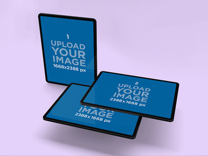 iPad Pro Mockup Featuring Three Devices Floating Around