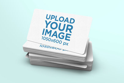 Minimalistic Mockup Featuring a Pile of Business Cards with Rounded Corners 975-el
