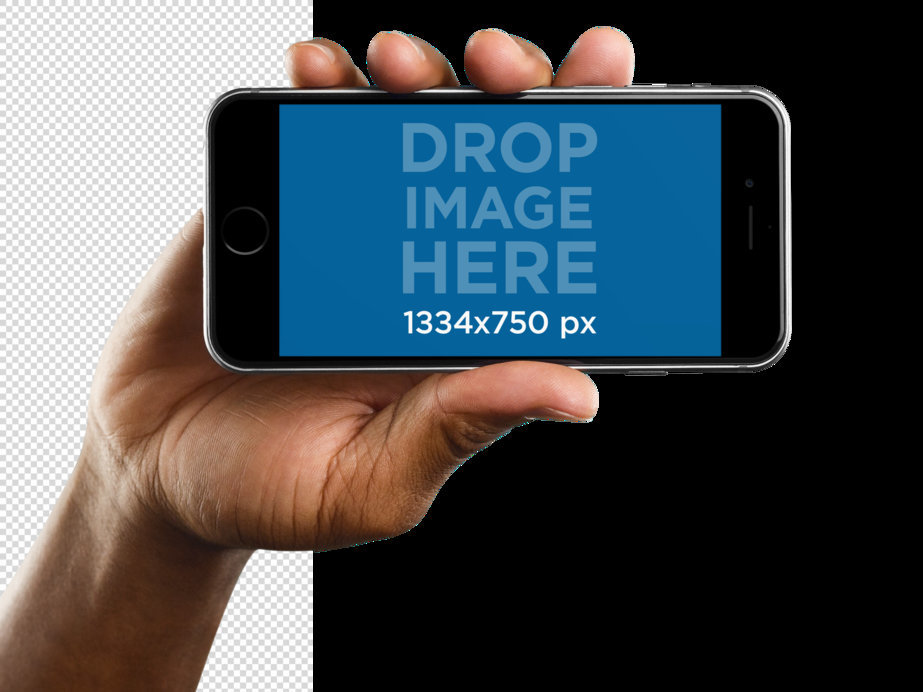 Placeit - Mockup of Black iPhone in Horizontal Position Held by a Man