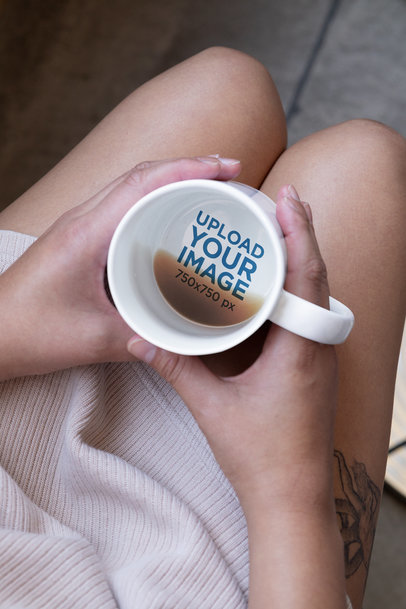 15 oz Hidden Message Mug Mockup Featuring a Woman with a Tattooed Leg 