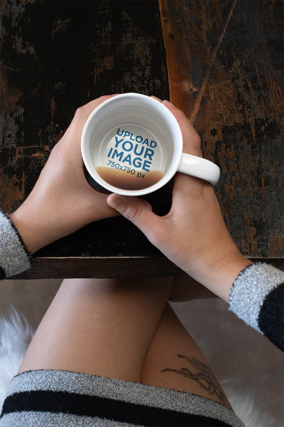 15 oz Secret Message Mug Mockup Featuring a Tattooed Woman 