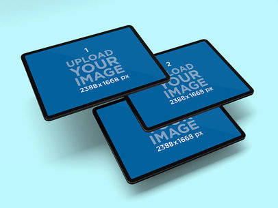 Mockup of Three iPad Pros Floating Together