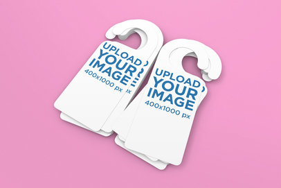Mockup of Two Piles of Door Hangers in a Minimalistic Surface