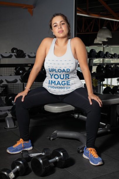 Mockup of a Woman at a Gym Wearing a Plus Size Tank Top 30148