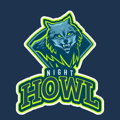 Gaming Logo Template with a Night Wolf Illustration