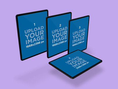 Mockup of Four iPad Pro Devices Levitating Together