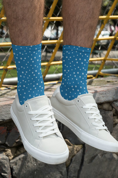 Sublimated Socks Mockup Featuring a Man Wearing Low Sneakers 29559