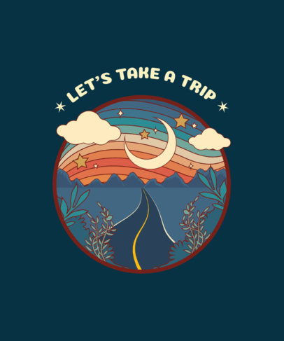 Retro-Style T-Shirt Design Template Featuring a Nostalgic Road Graphic