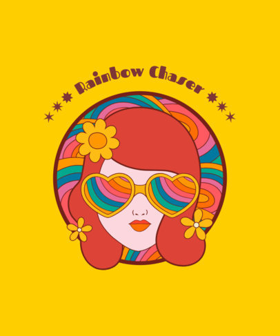 Retro T-Shirt Design Maker Featuring a Woman's Face with Rainbow Glasses