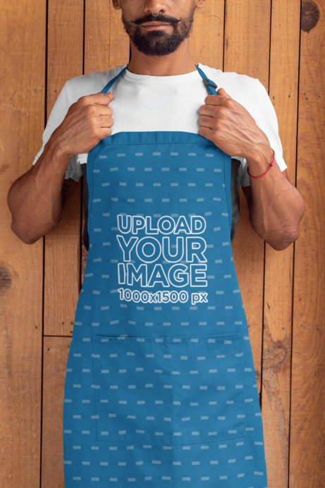 Mockup of a Bearded Man Wearing a Sublimated Apron