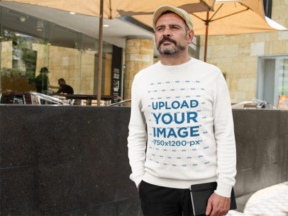 Hispanic Middle-Aged Man Wearing a Crewneck in an Urban Space