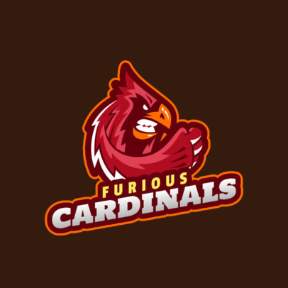Online Logo Template for a Sports Team Featuring an Aggressive Cardinal Illustration