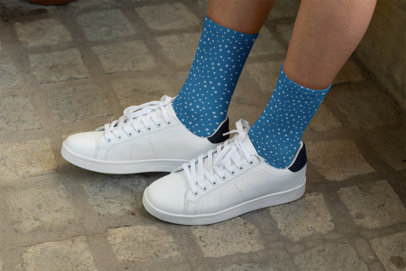Sublimated Socks Mockup Featuring a Woman Wearing Low Sneakers 29543